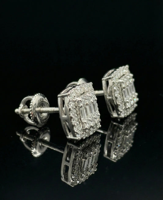 Stacked Baguette Square Moissanite Earrings