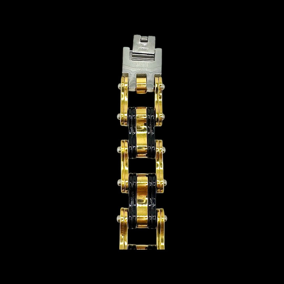 Bike Link Bracelet in 18K yellow Gold and Black