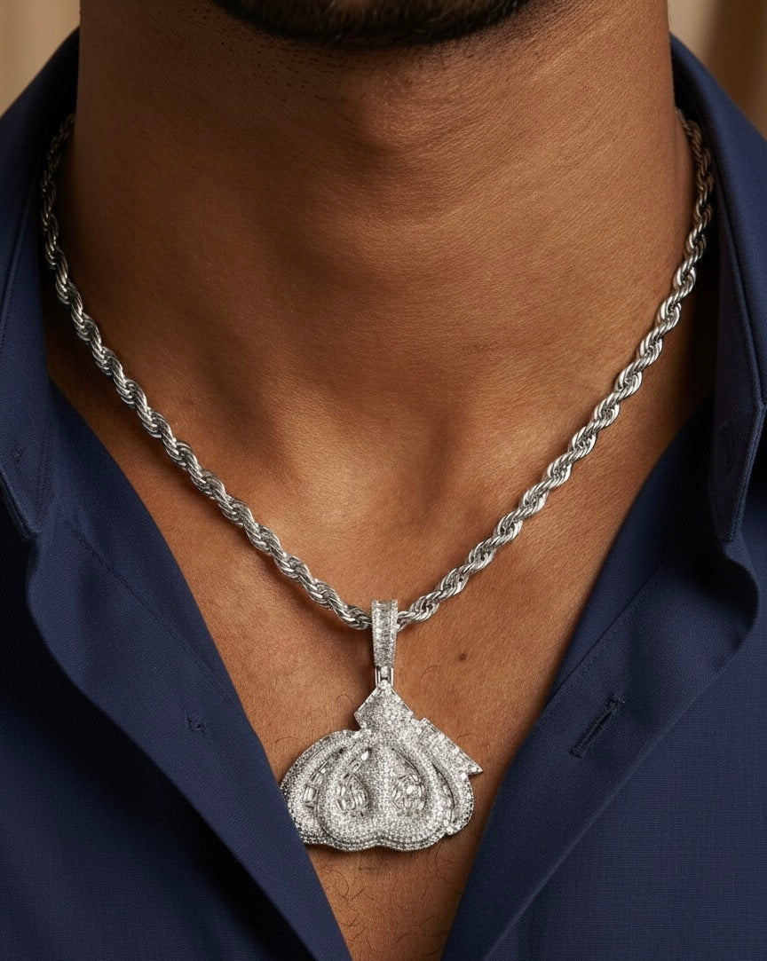 Moissanite Emerald Cut Allah Pendant