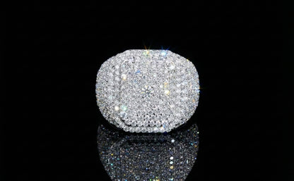 Iced Out Cushion Top Moissanite Ring