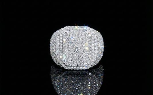 Iced Out Cushion Top Moissanite Ring
