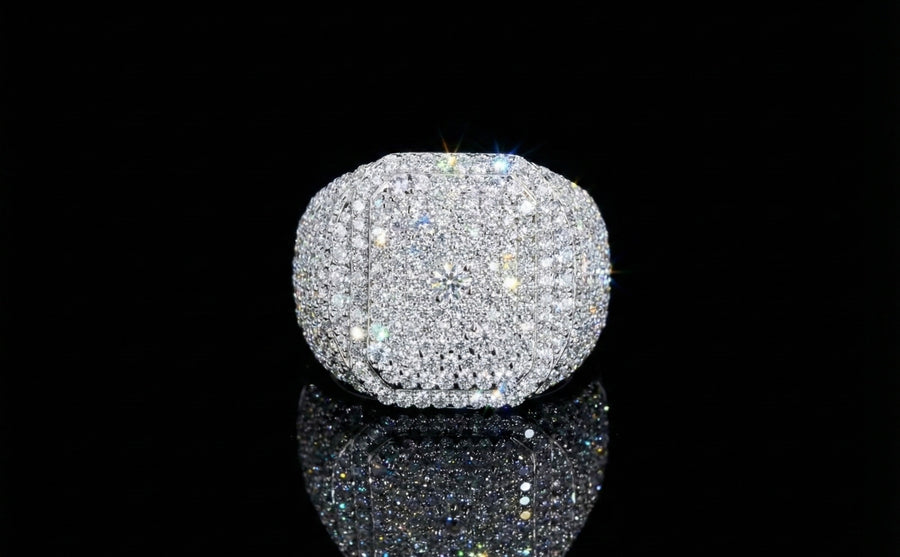 Iced Out Cushion Top Moissanite Ring