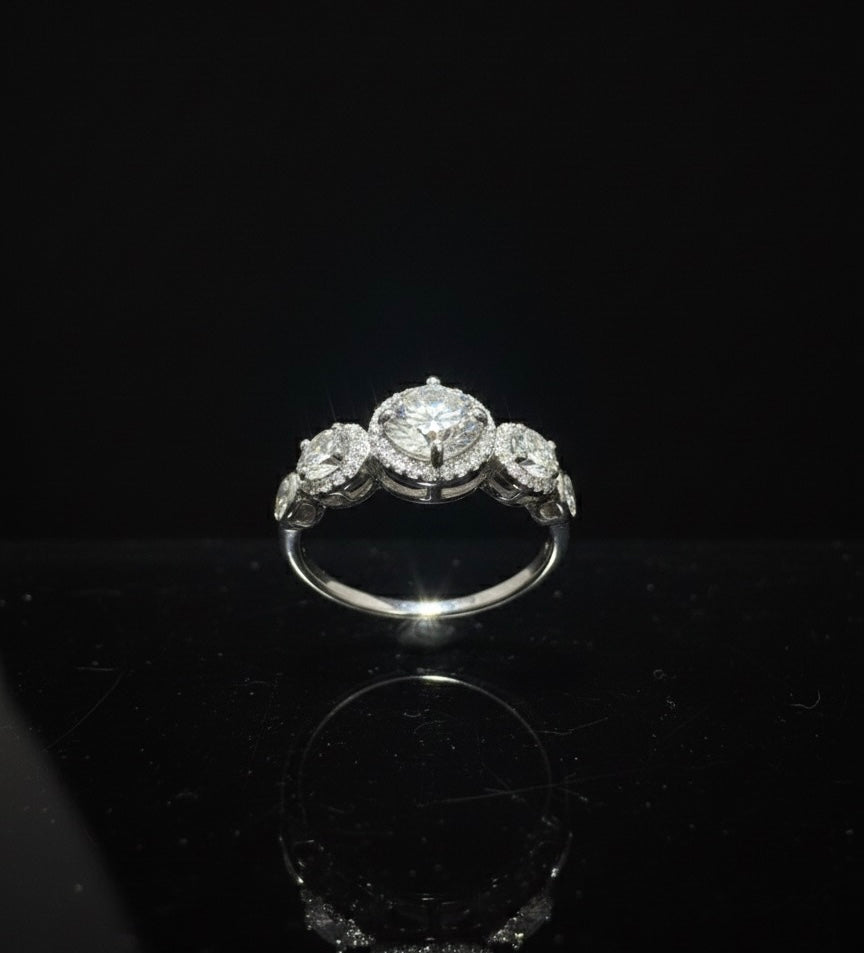 Tri stone Moissanite wedding/promise Ring