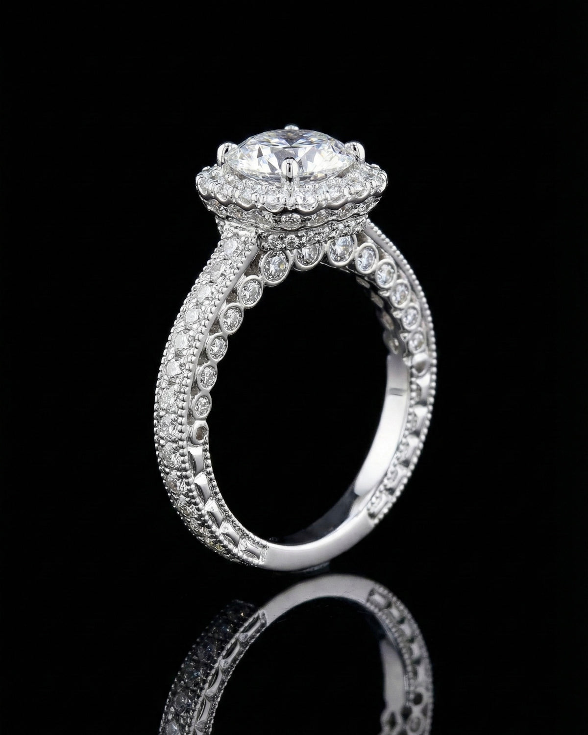 1.75ct Moissanite Square Halo Wedding/Promise Ring