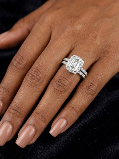 Emerald Cut Moissanite Wedding Ring Set