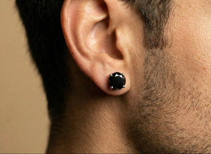 6MM (1.5Ct) Brilliant Cut Black Moissanite Stud Earrings