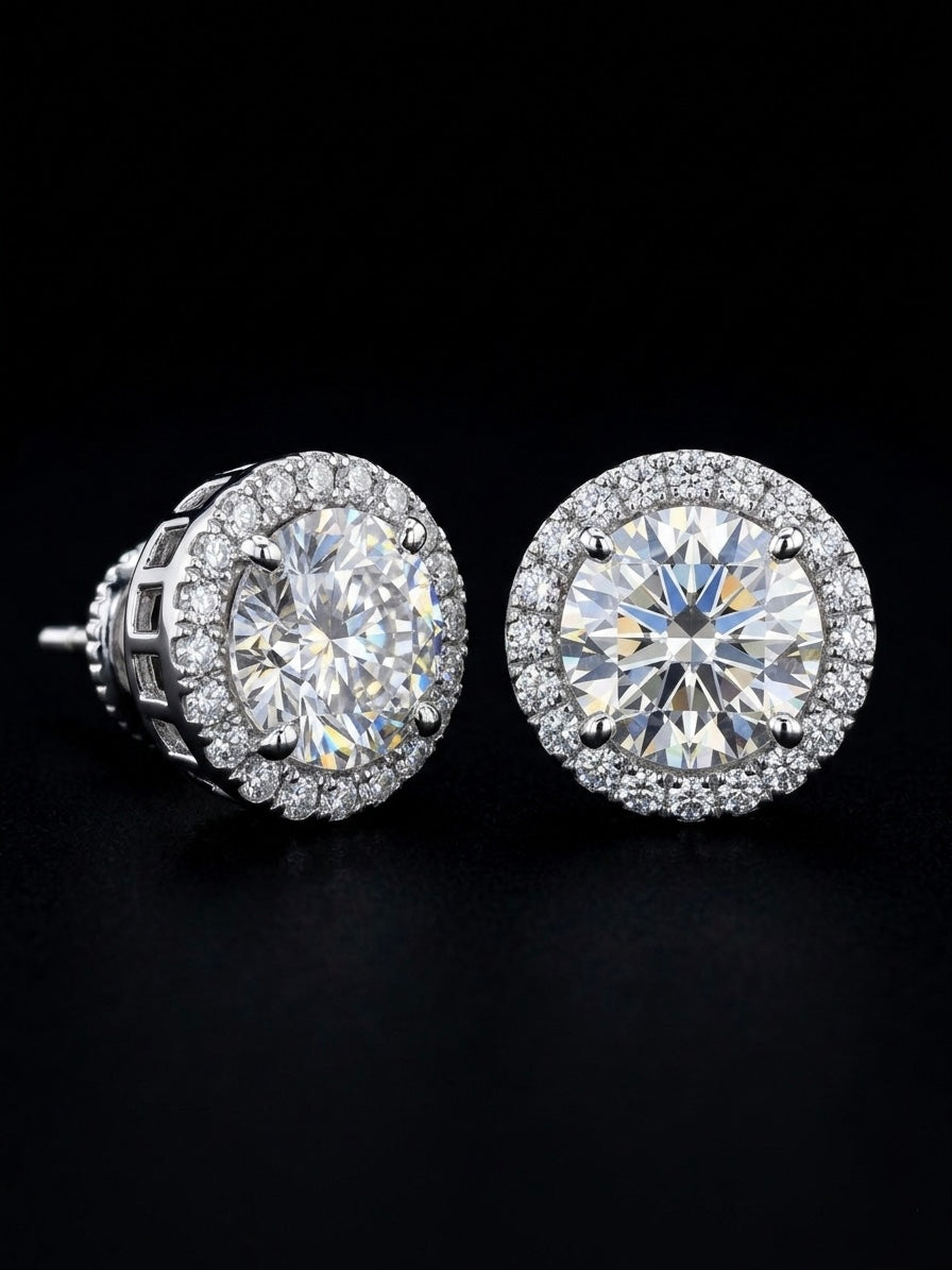 2.5 CT 7MM round Moissanite earrings