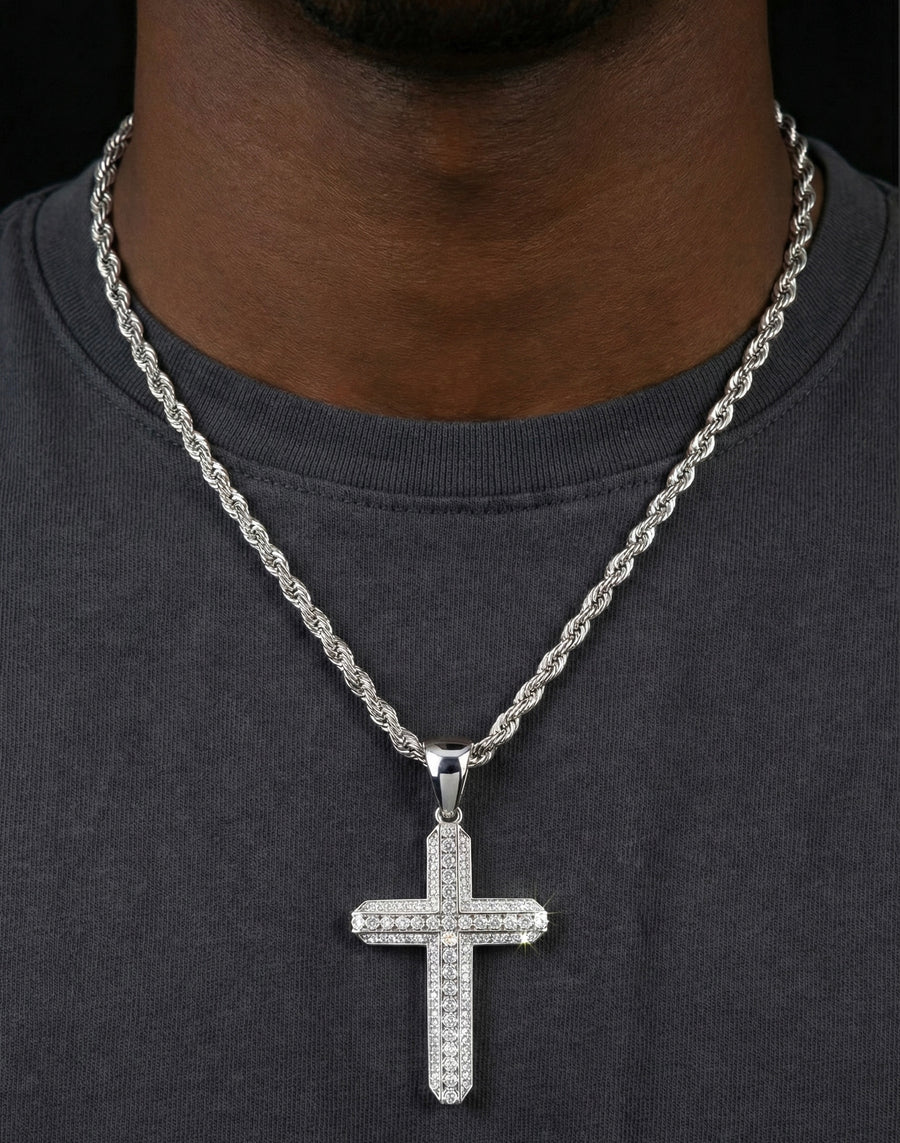 Iced Out Moissanite Cross Pendant