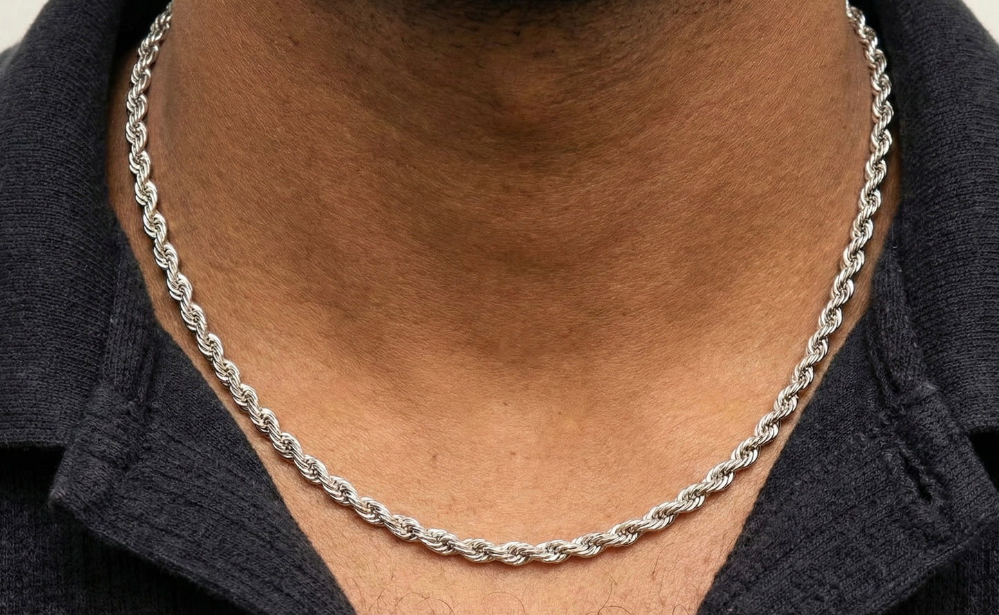5MM Rope Chain In 18K White Gold