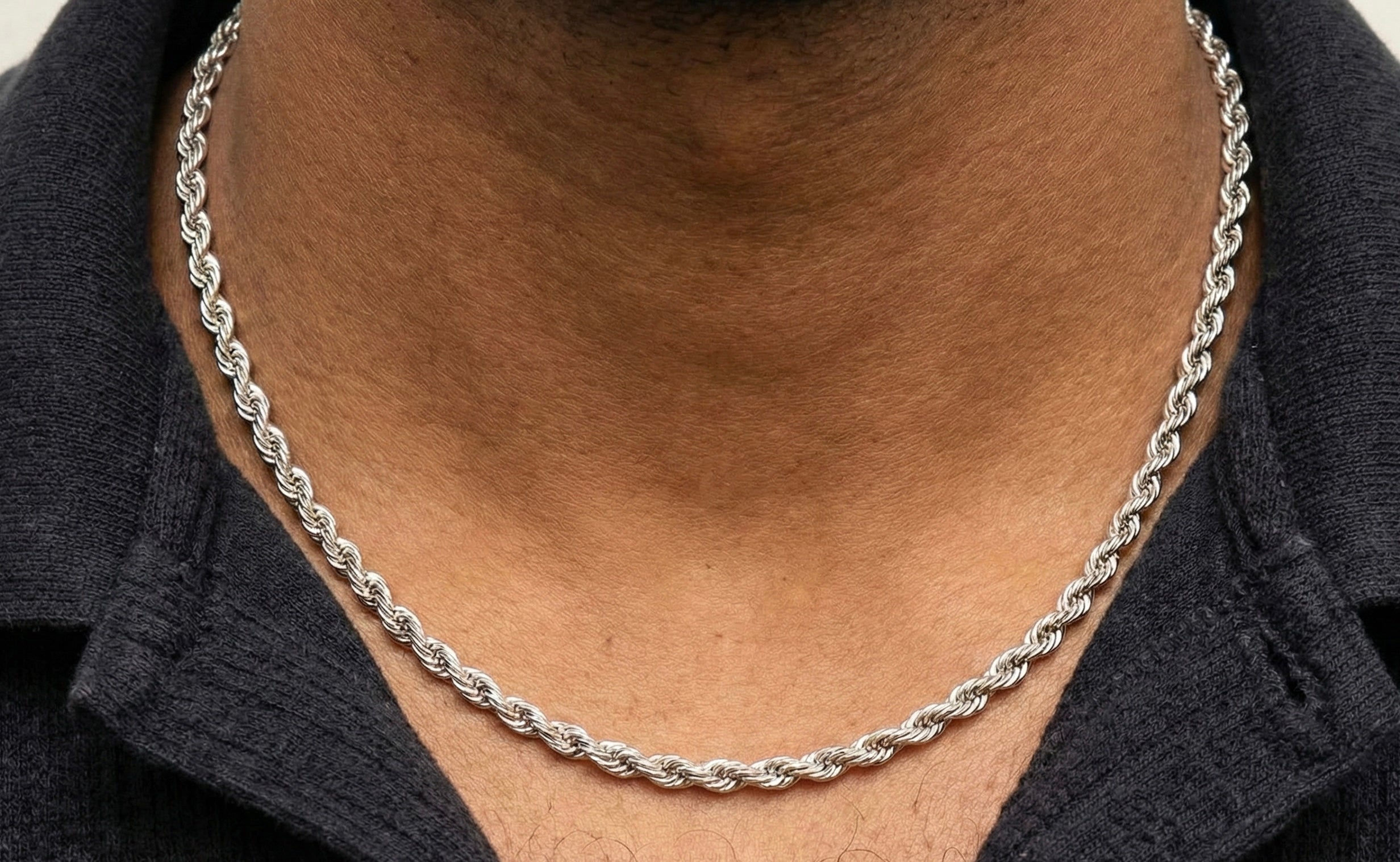 5mm Rope Chain/Necklace In 18K White Gold