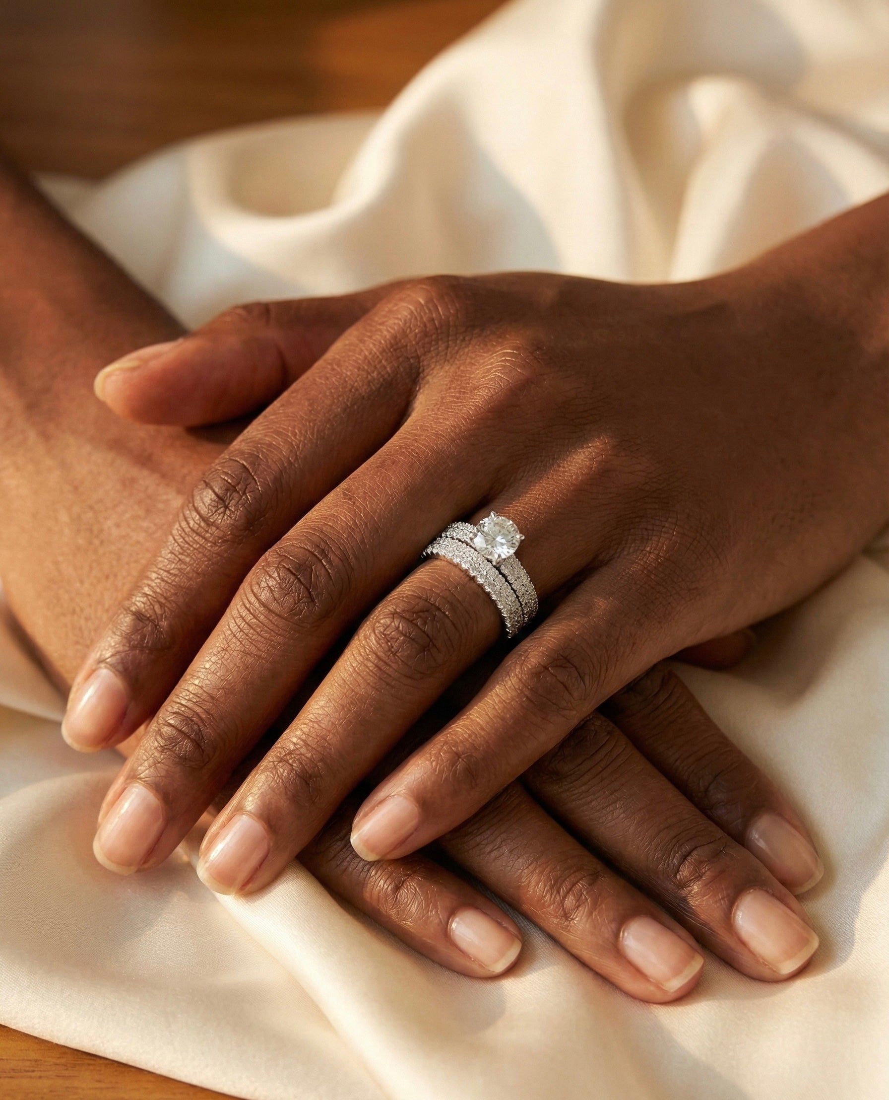 Round Brilliant Solitaire Pave Moissanite Bridal Set