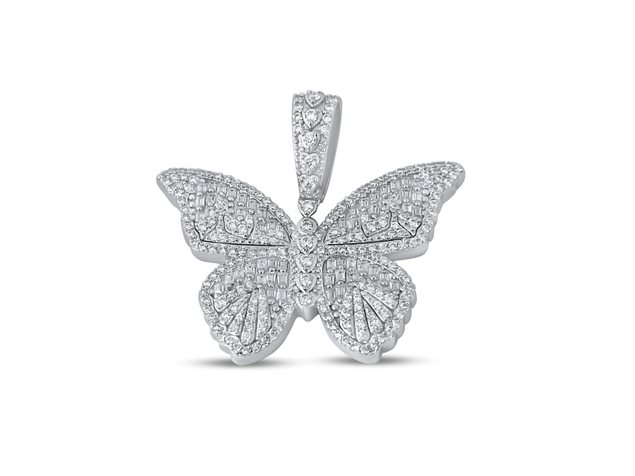 925 Sterling Silver and Moissanite Butterfly Pendant