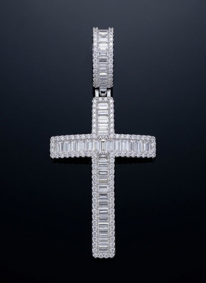 Moissanite Baguette Cross Pendant