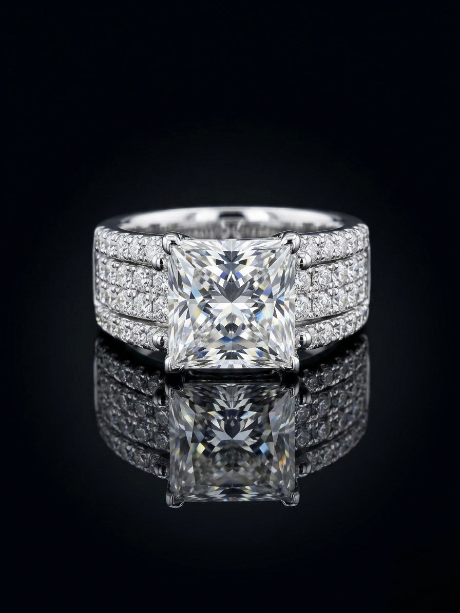 7 Ct Princess Cut  Moissanite Wedding/Promise Ring