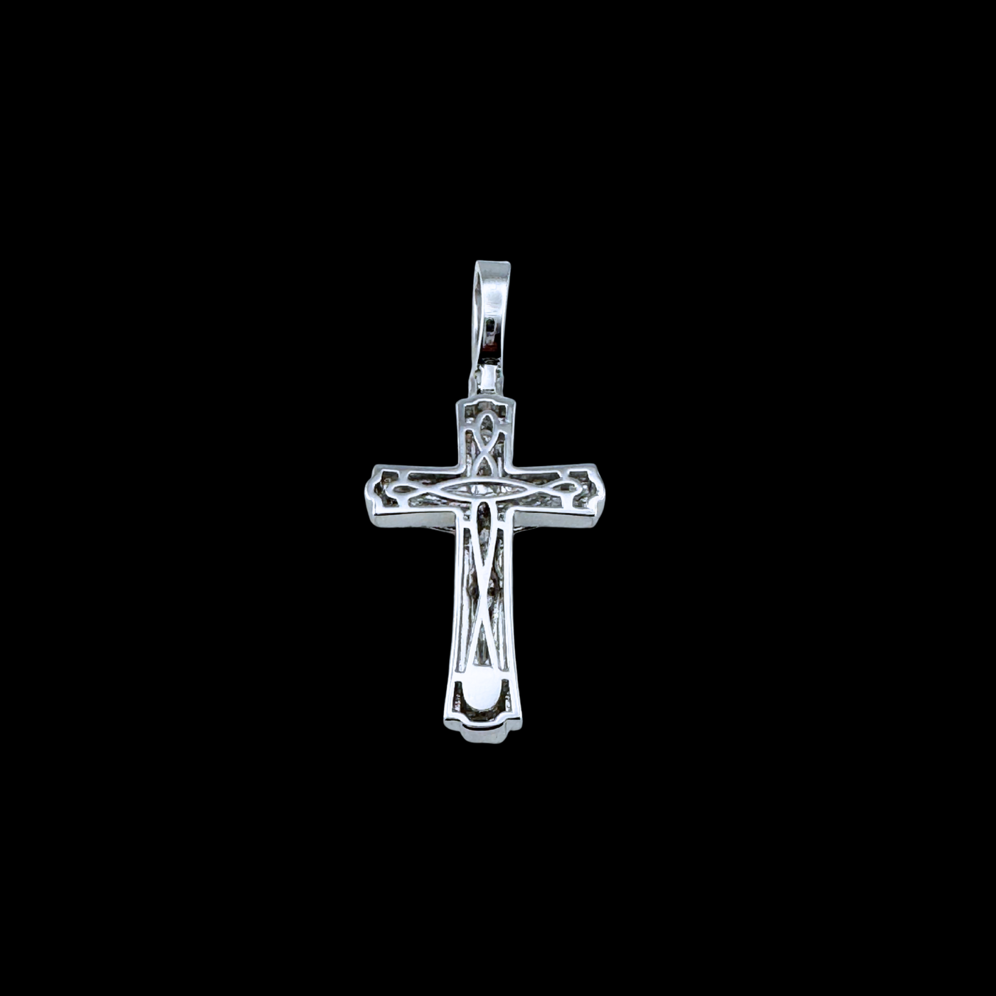 Moissanite in 18K White Gold Over Sterling Silver Crowned Lion Cross Pendant