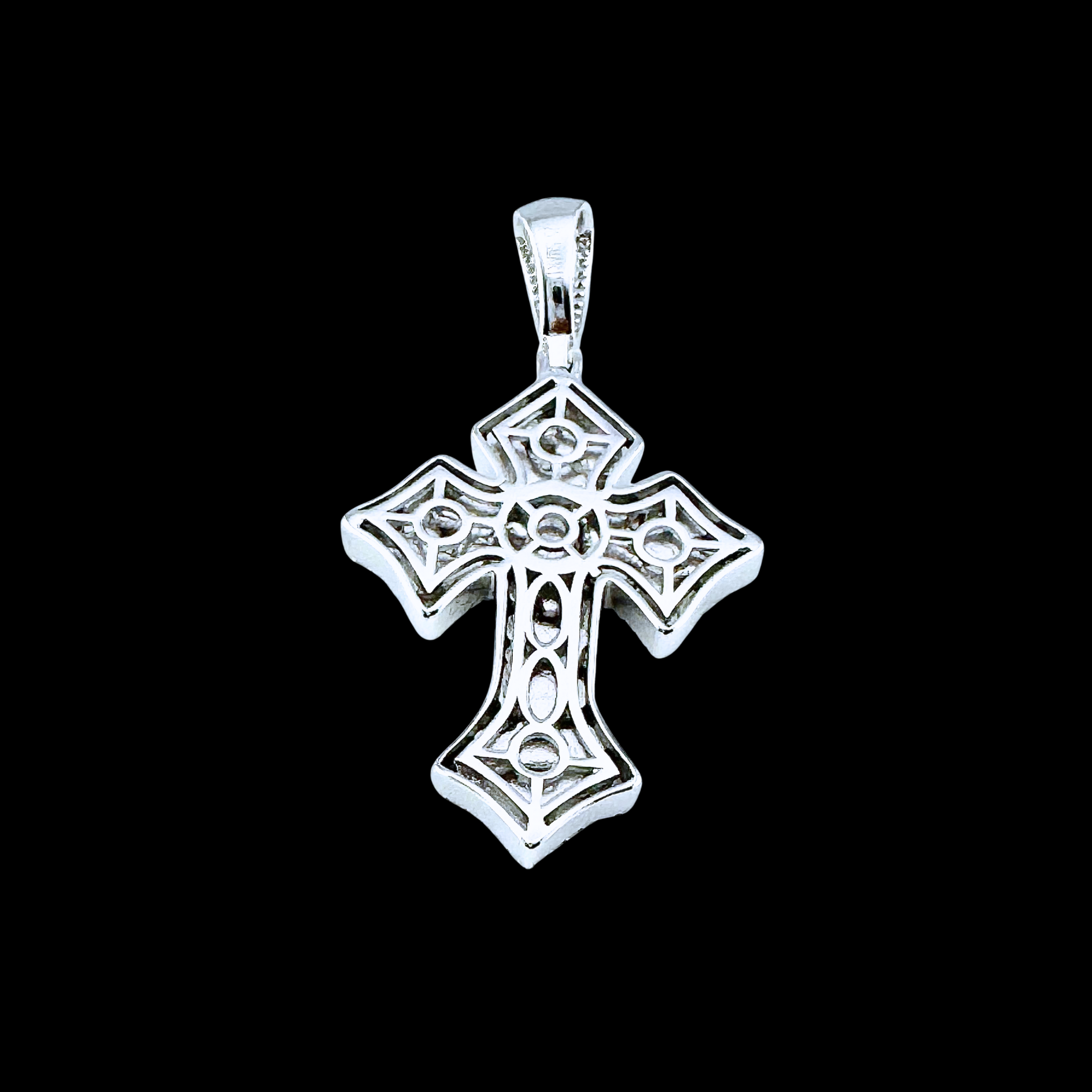 Moissanite in 18K White Gold Over Sterling Silver Nugget Cross Pendant