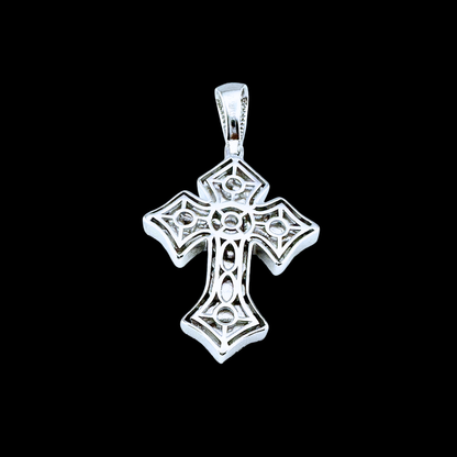 Flared Nugget Cross Moissanite Pendant