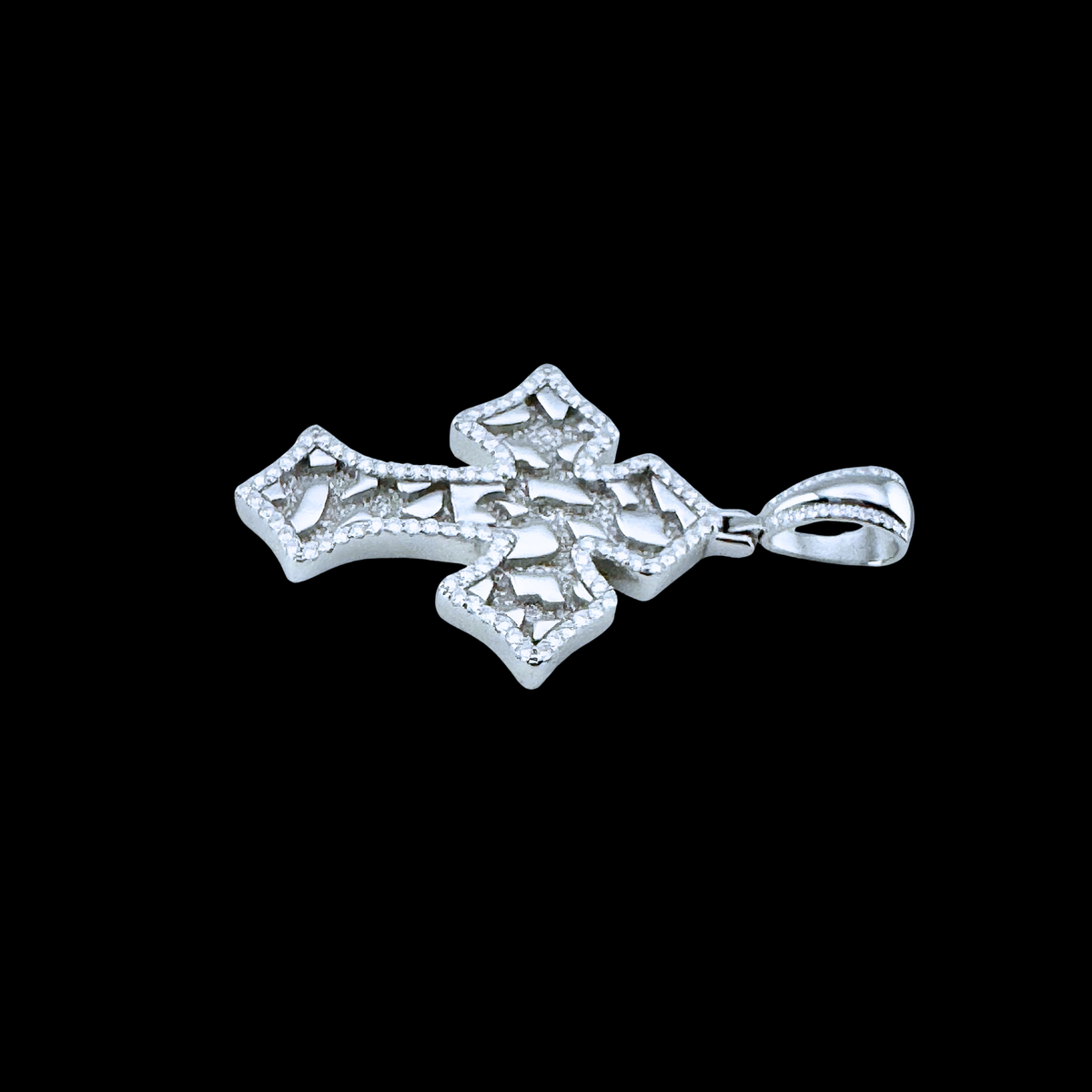 Flared Nugget Cross Moissanite Pendant