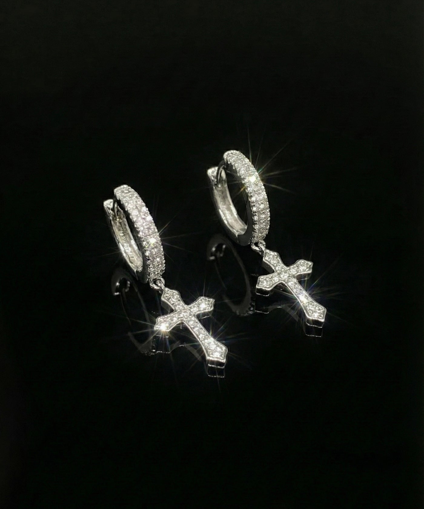 Moissanite Cross Hoop Earrings