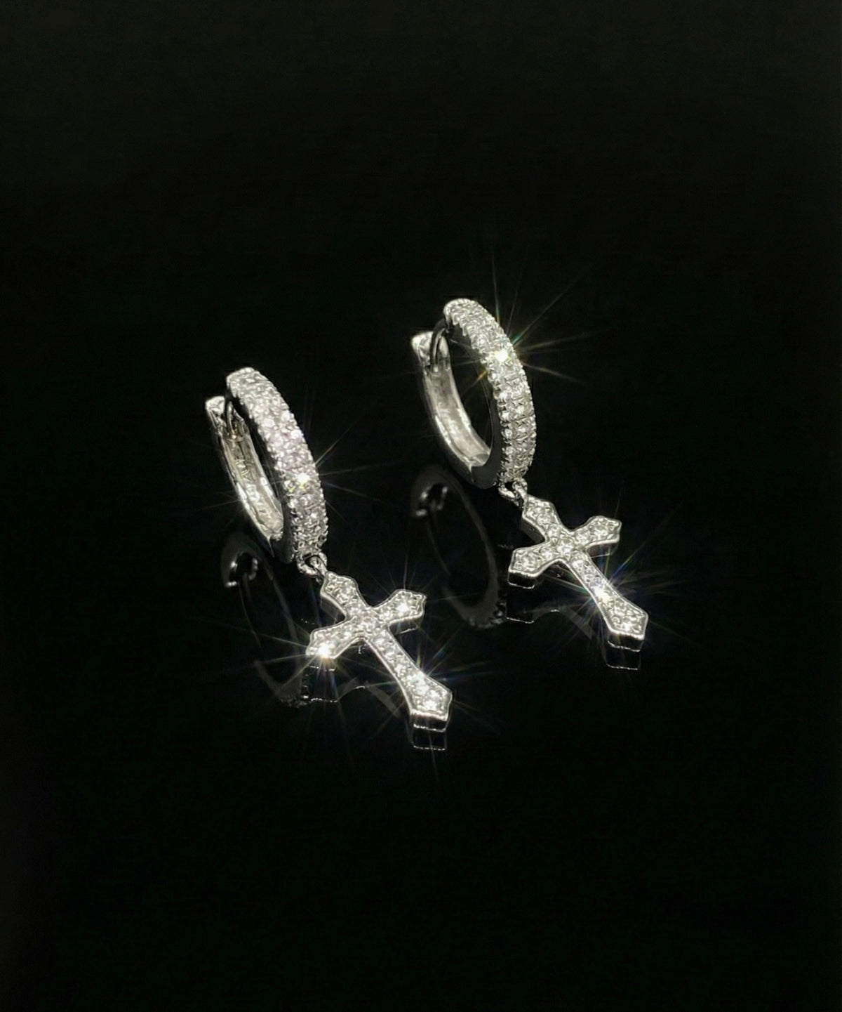 Moissanite Cross Hoop Earrings