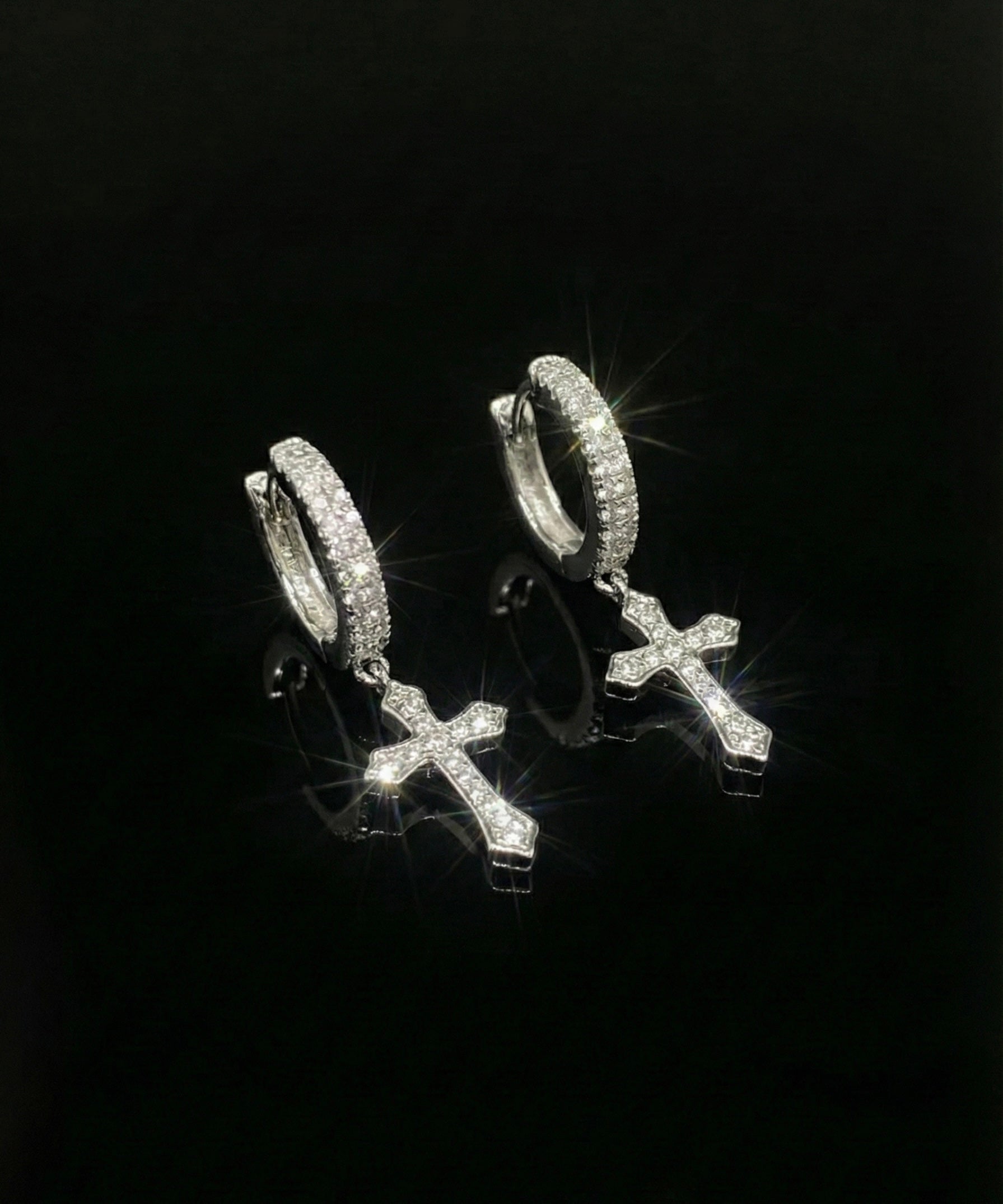 Moissanite Cross Hoop Earrings