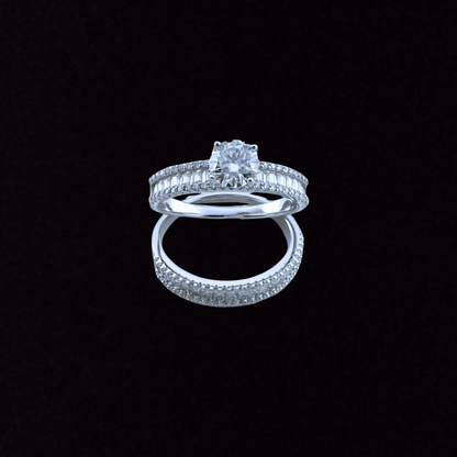 Moissanite BaguetteWedding Rings Duo Set
