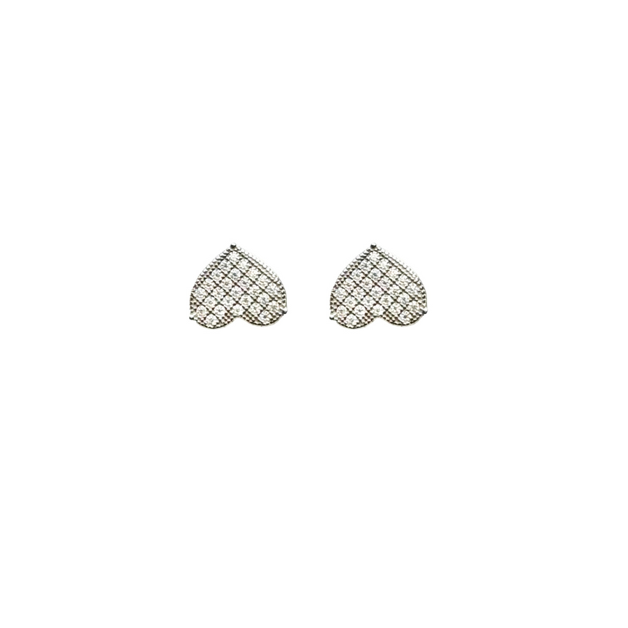 925 Sterling Silver and Moissanite Heart Stud Earrings