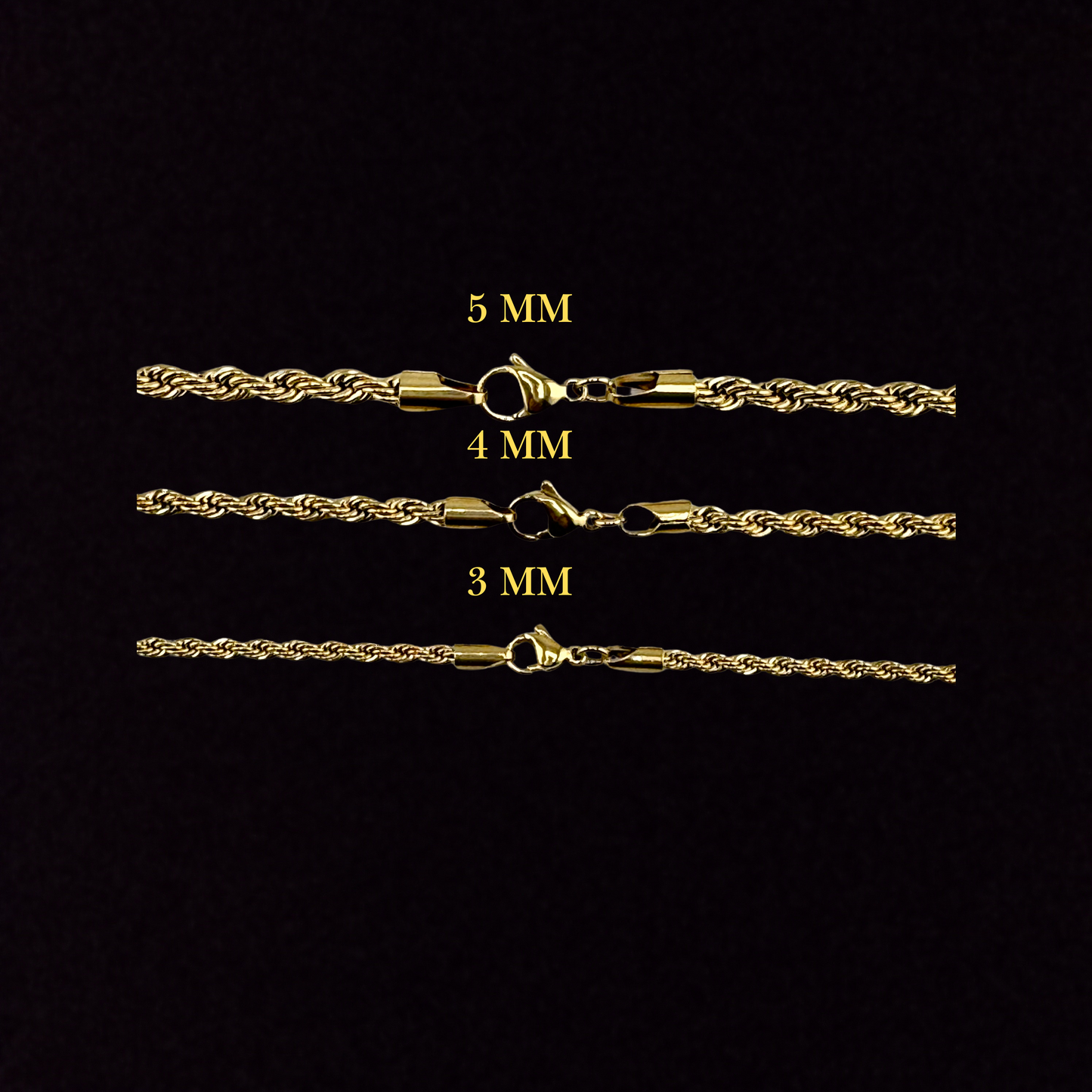 3MM Rope Bracelet in 18K Yellow Gold