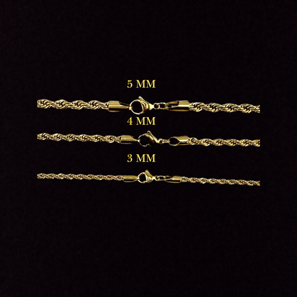 3MM Rope Bracelet in 18K Yellow Gold