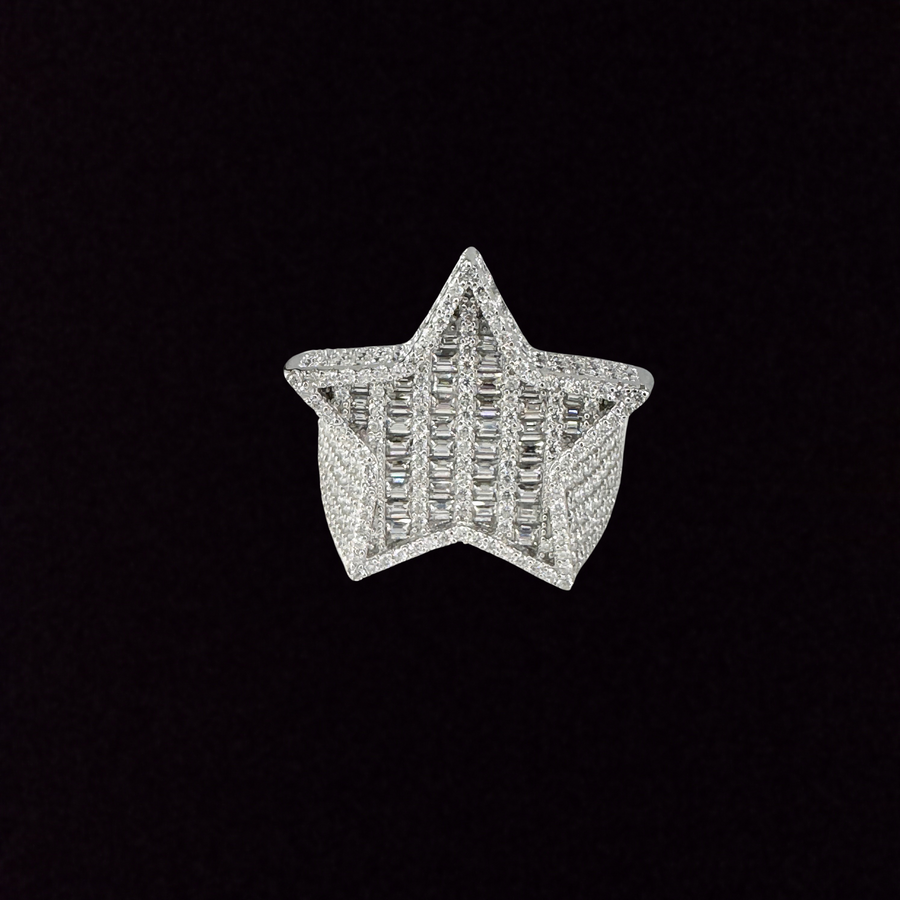 Moissanite in 925 Sterling Silver Star Ring