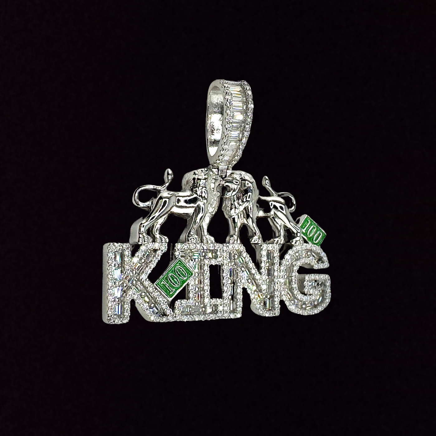 Moissanite in 925 Sterling Silver King Pendant