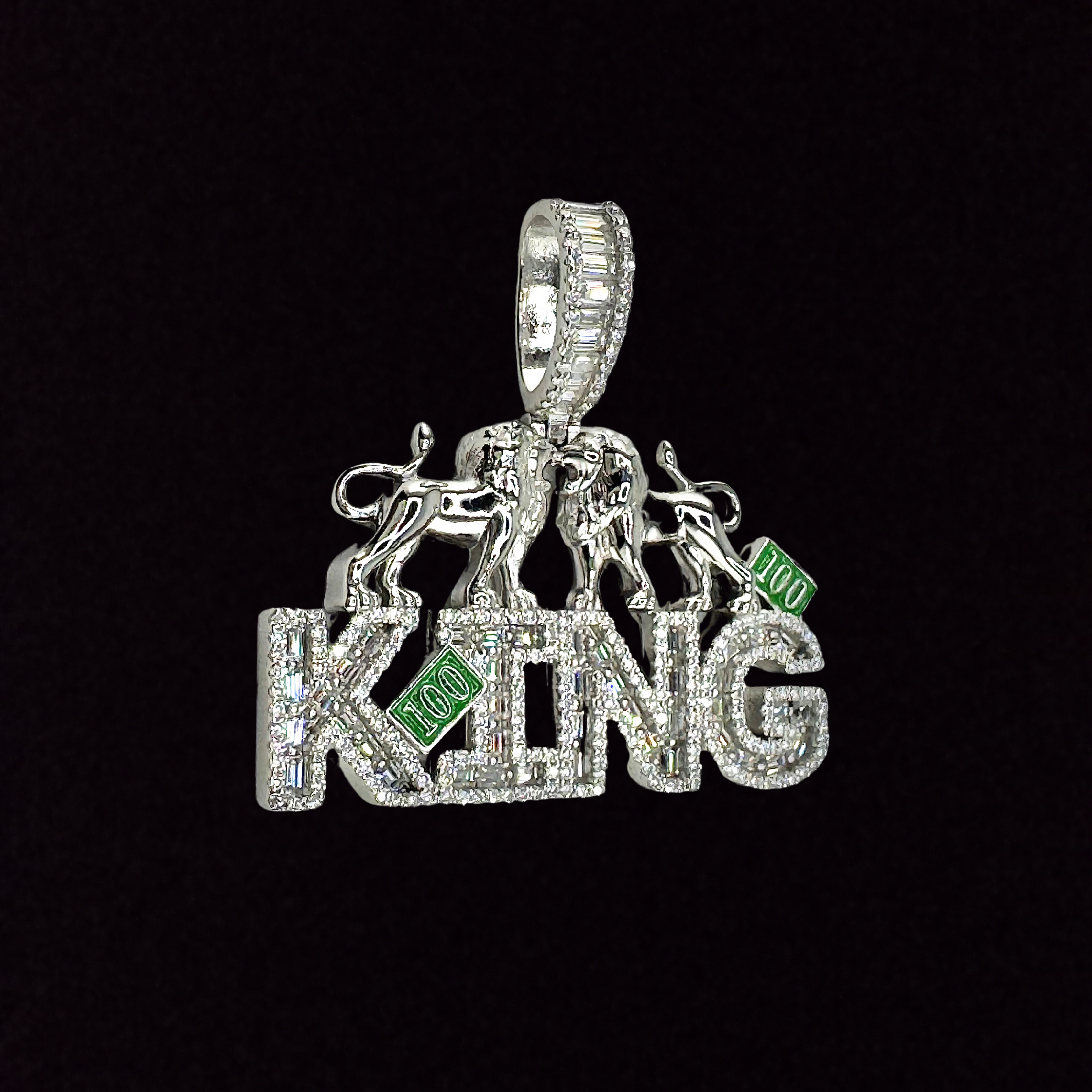 Moissanite in 925 Sterling Silver King Pendant