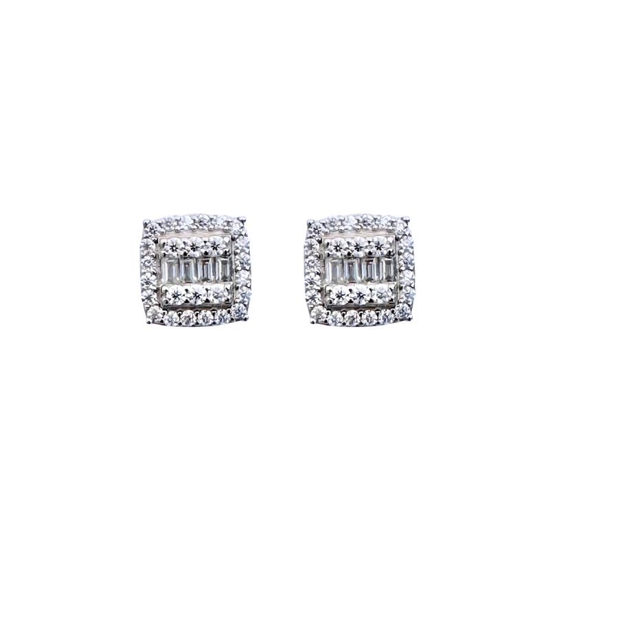 Moissanite and 925 Sterling Silver Square Earrings