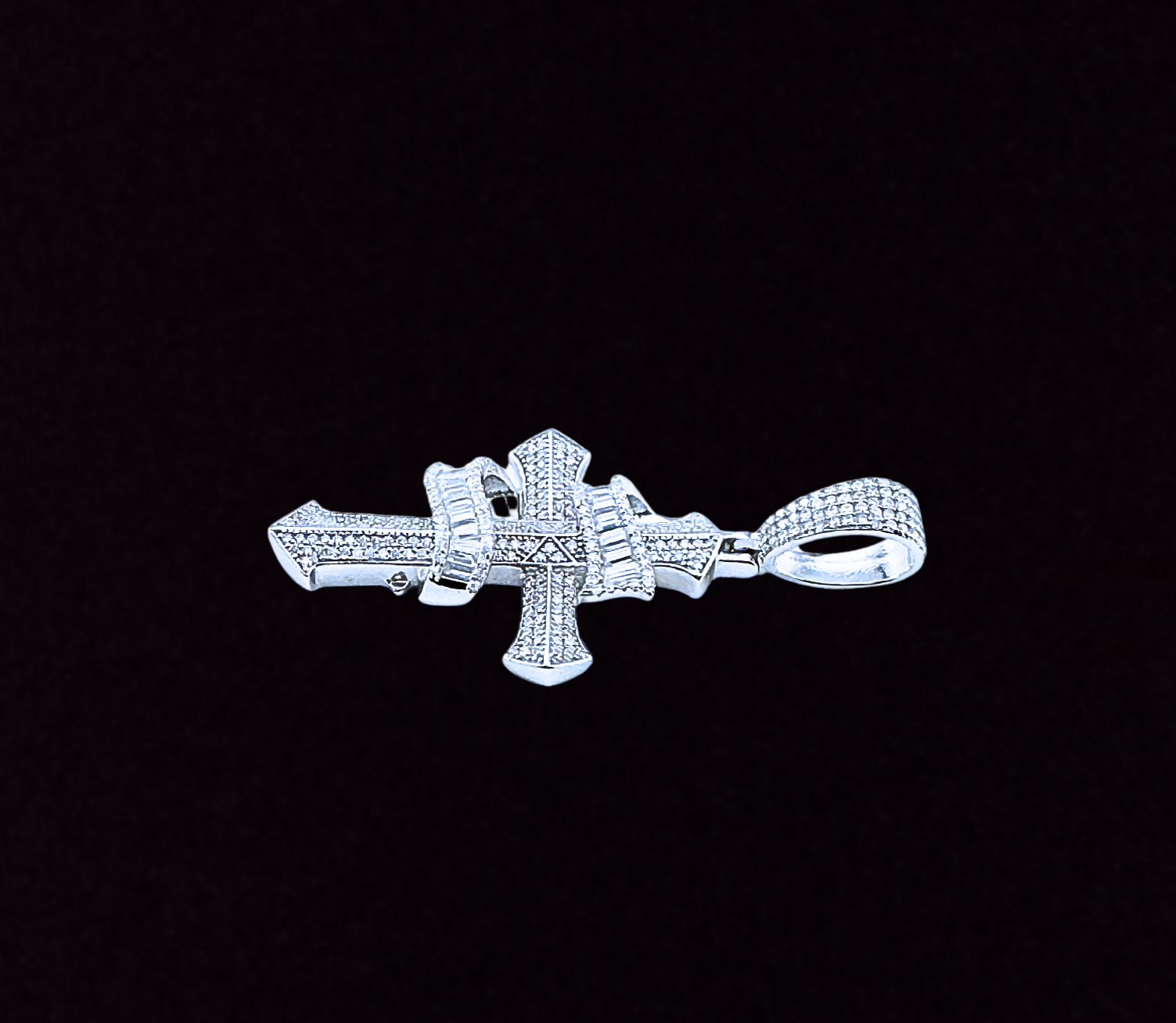 Moissanite in 925 Sterling Silver Cross Pendant