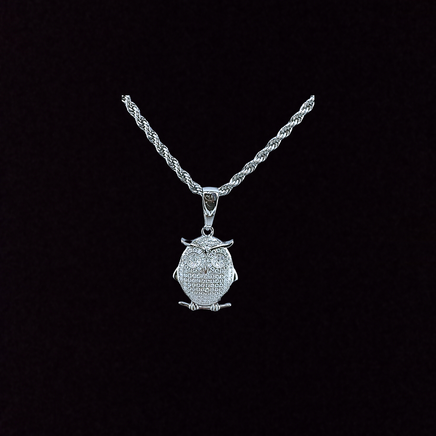Moissanite in 925 Sterling Silver Owl Pendant