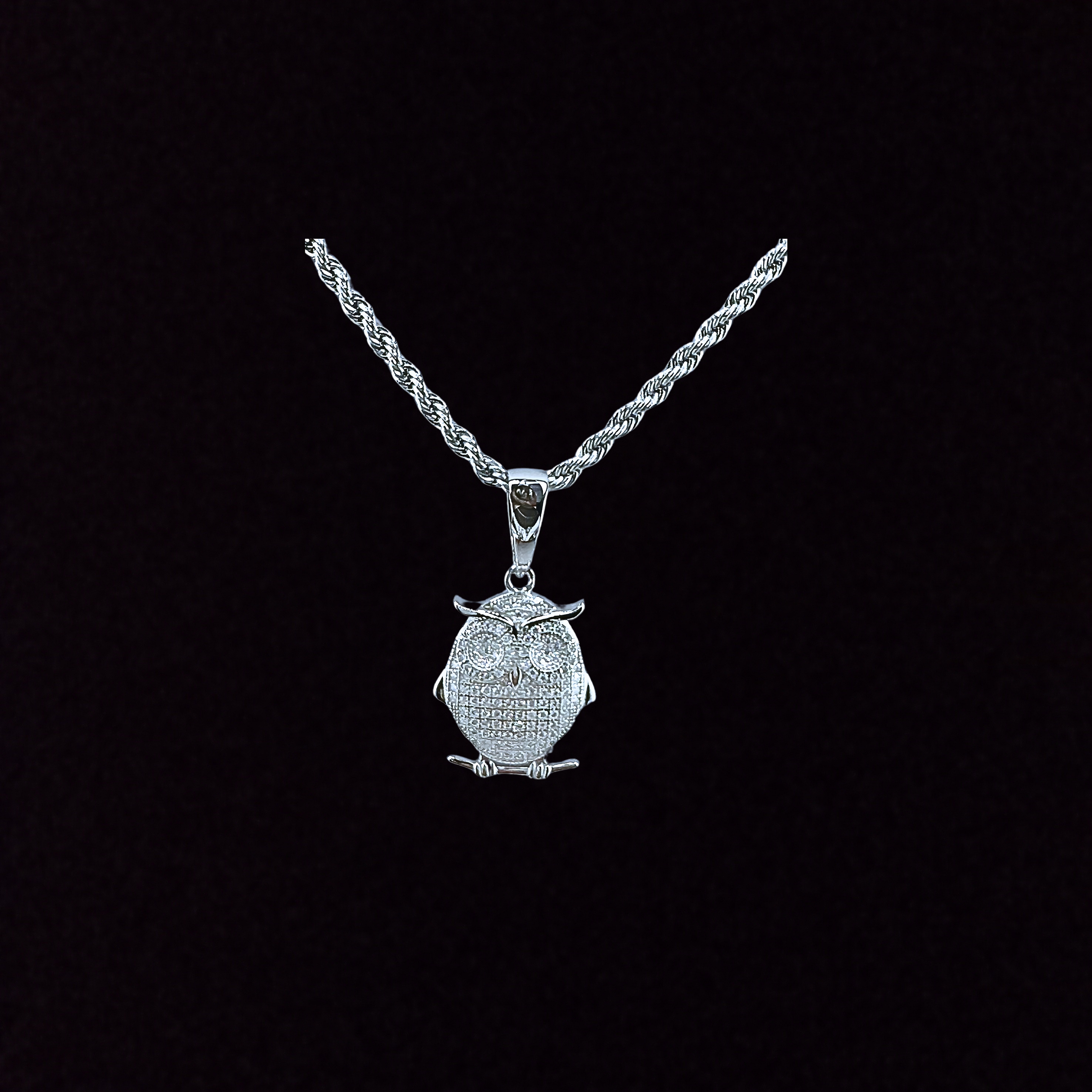 Moissanite in 925 Sterling Silver Owl Pendant