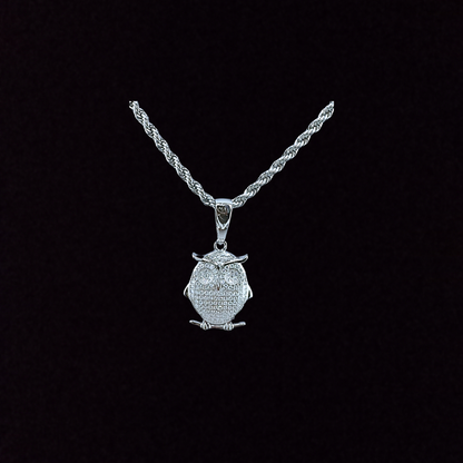 Small Moissanite Owl Pendant