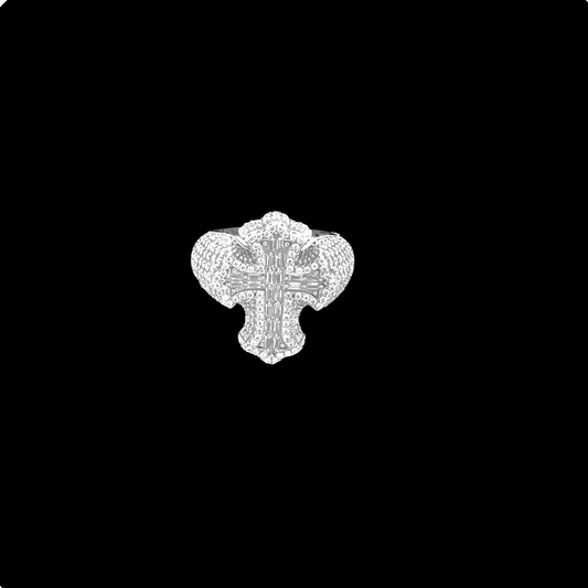 Moissanite Baguette Cross Ring