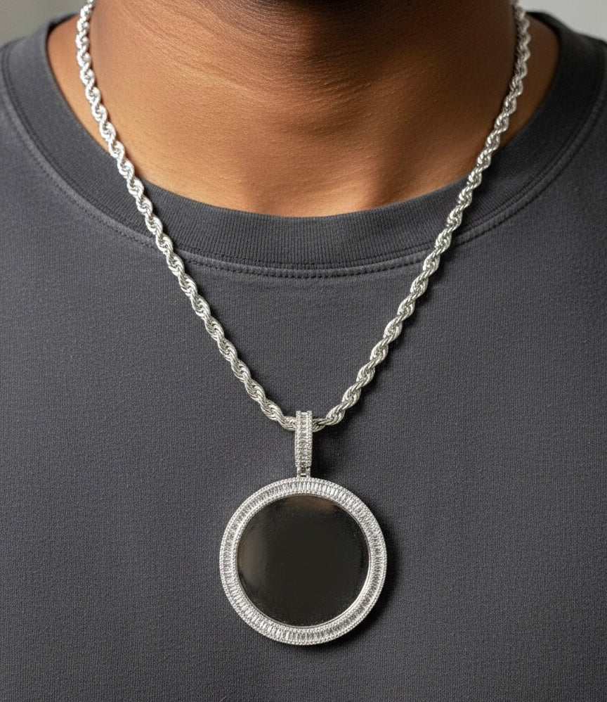 Moissanite Baguette Picture Frame Pendant