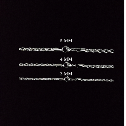3MM Rope Bracelet In 18K White Gold