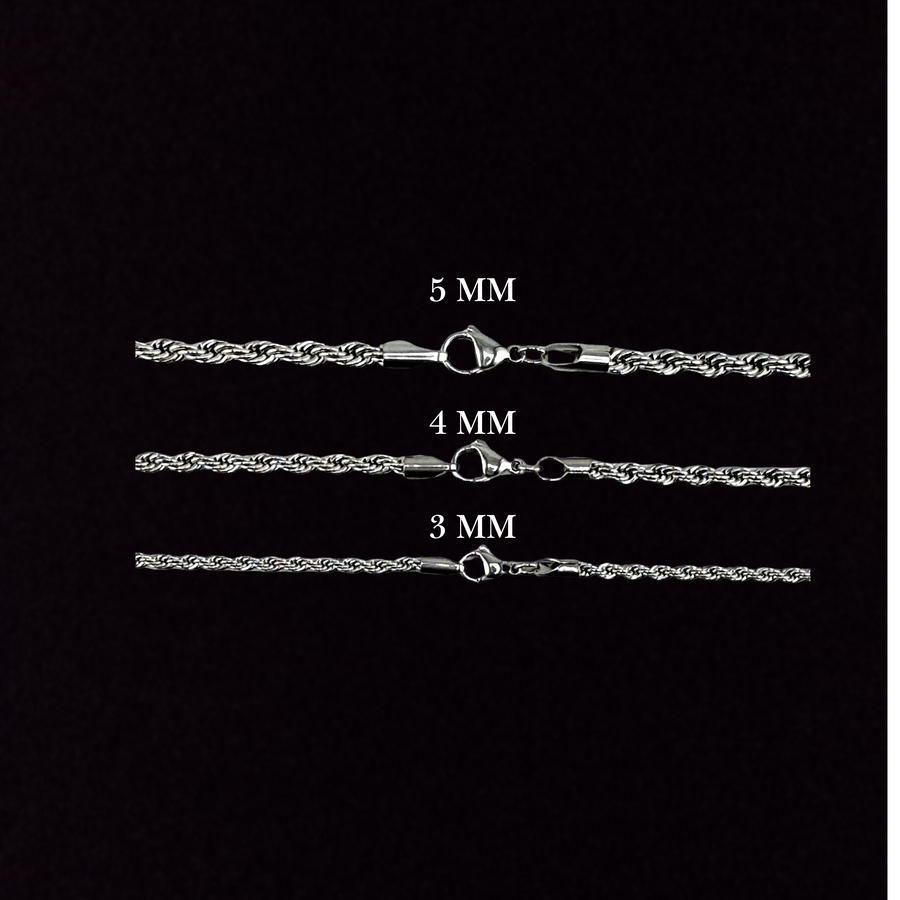 3mm Rope Bracelet In 18K White Gold