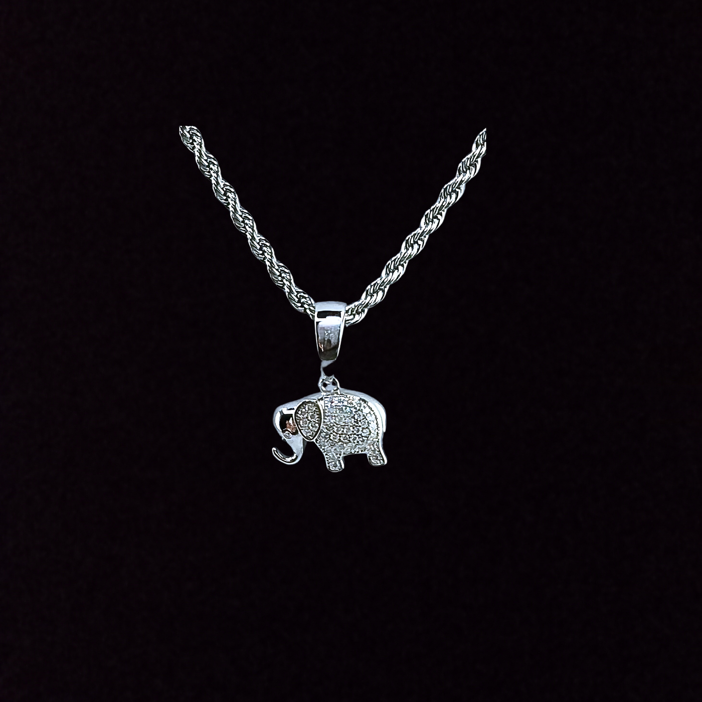 Moissanite in 925 Sterling Silver Elephant Pendant