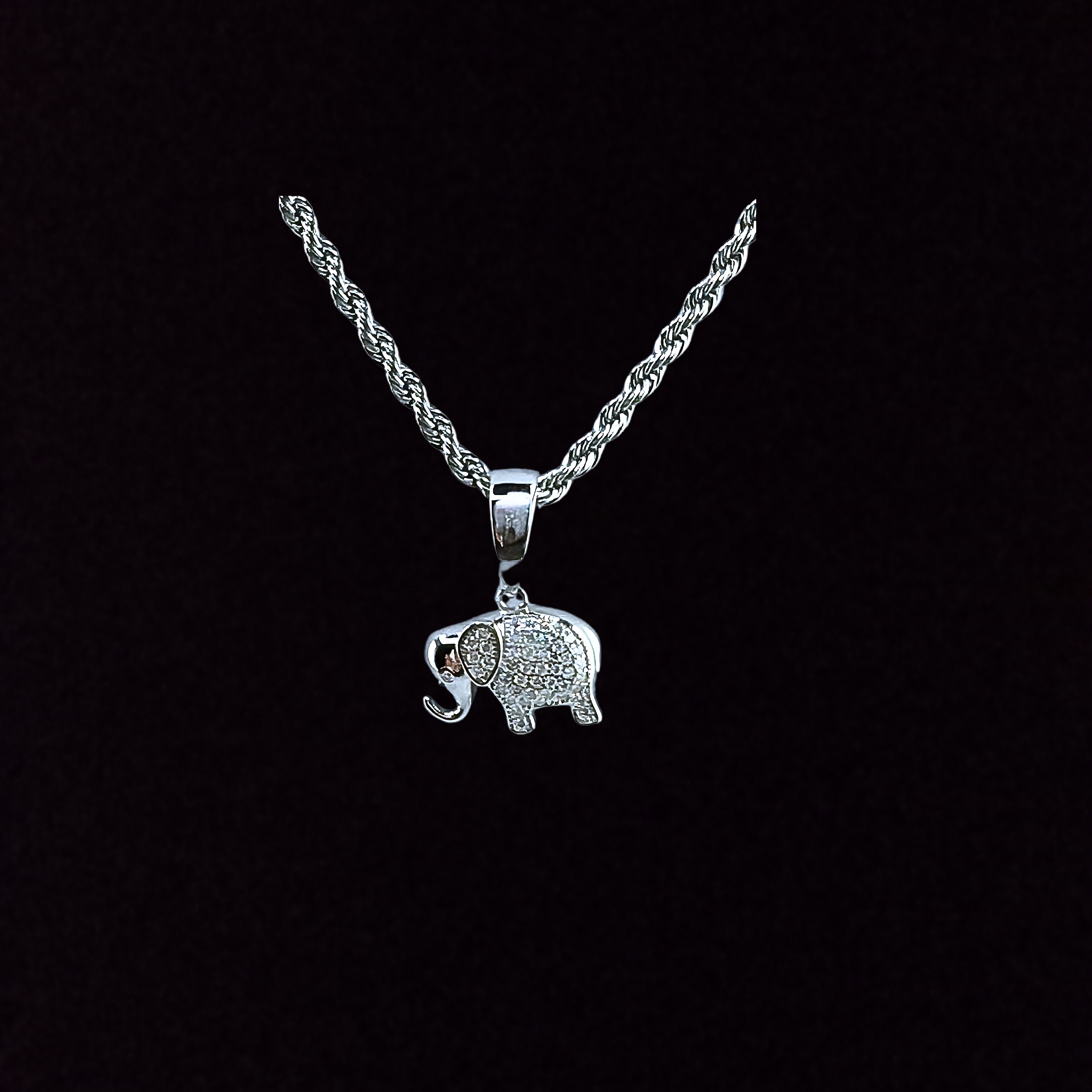 Moissanite in 925 Sterling Silver Elephant Pendant