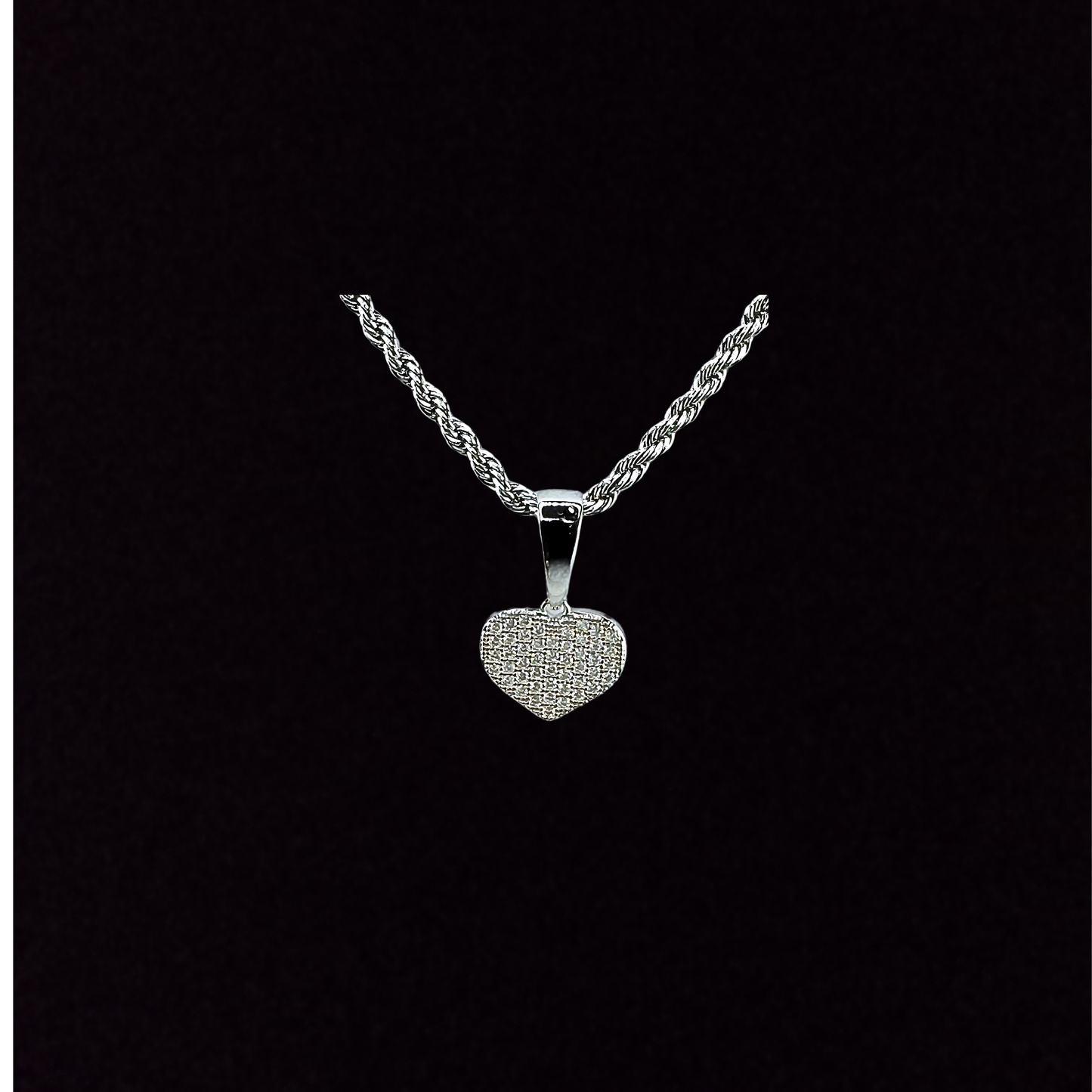 Pave Flat Heart Pendant