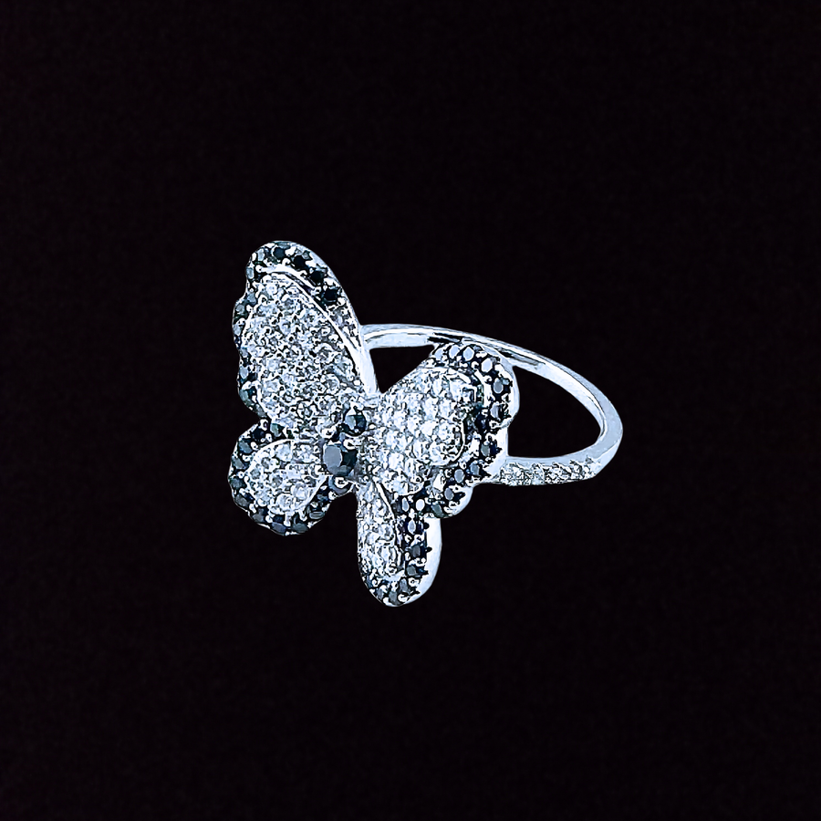 Moissanite in Sterling Silver Butterfly Ring
