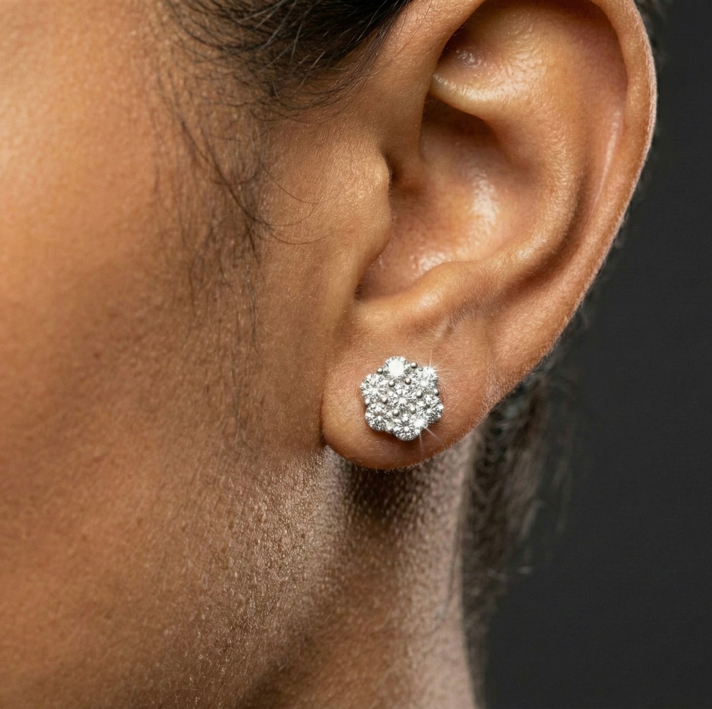 8MM Flower Cluster Moissanite Earrings