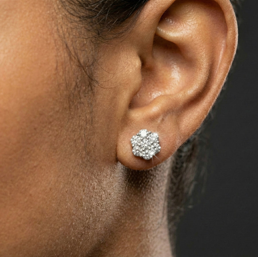 8MM Flower Cluster Moissanite Earrings