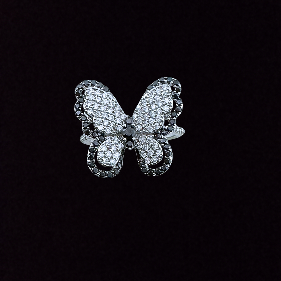 Moissanite in Sterling Silver Butterfly Ring