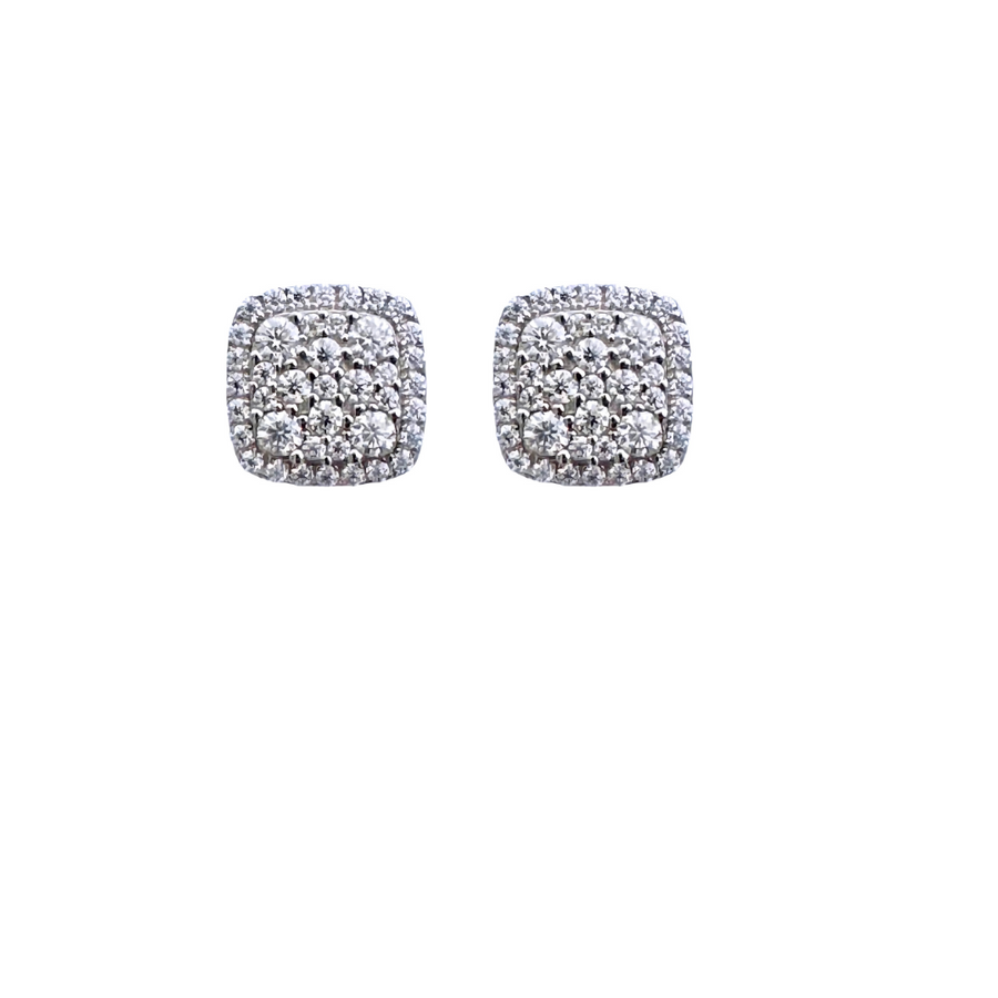 Moissanite and 925 Sterling Silver Square Stud Earrings