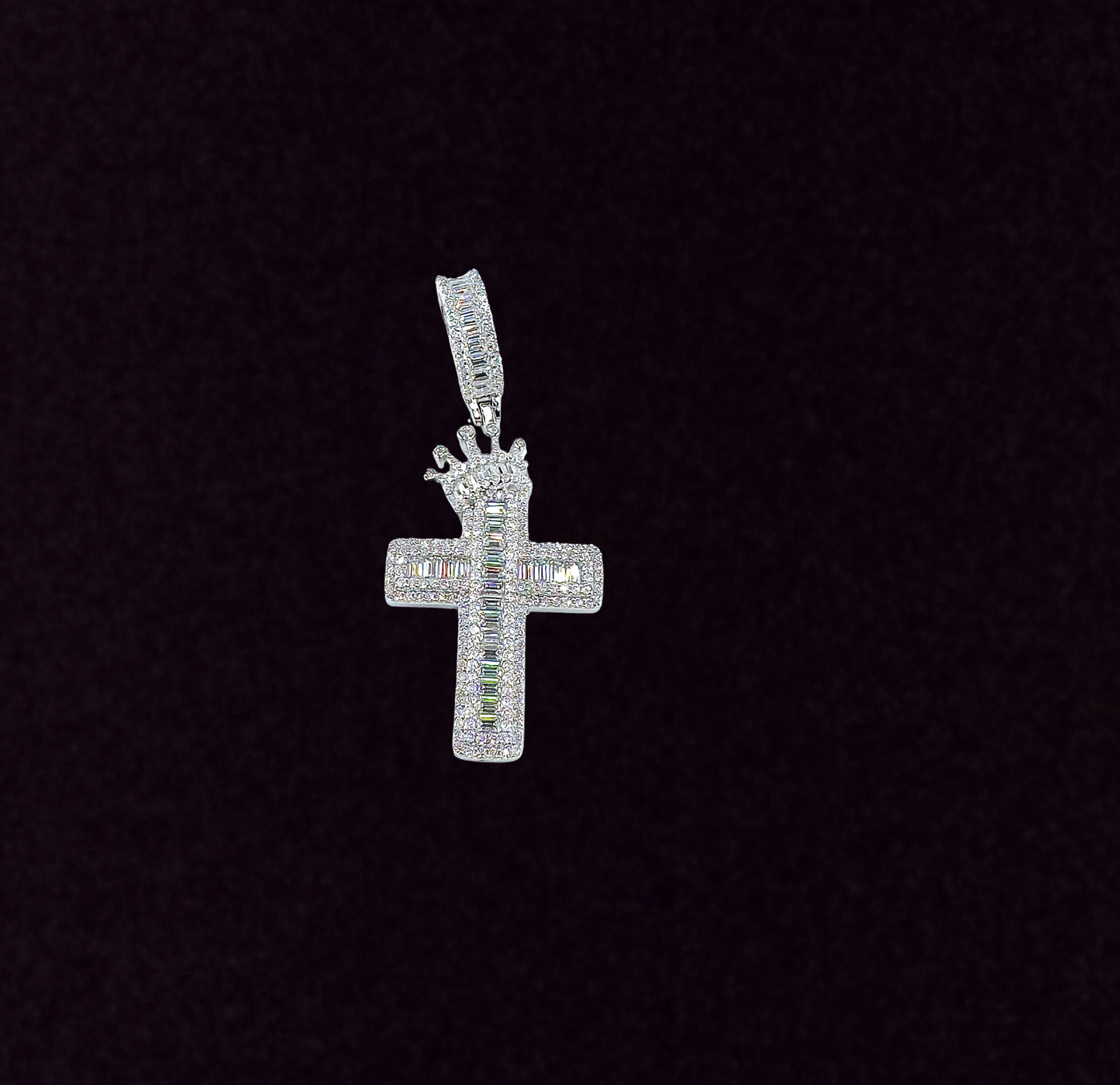 Cross With Crown Moissanite Pendant